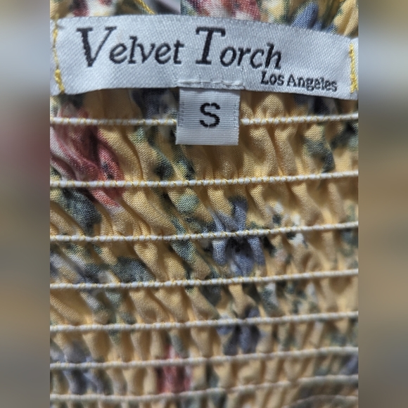 Velvet Torch | NWOT Midi Long Sleeve Yellow Floral Dress | Size Small - Picture 2 of 7